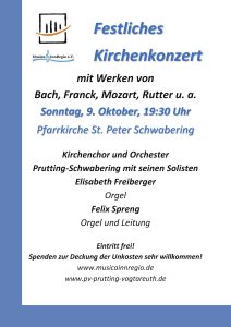 Kirchenkozert Schwabering, 9.10.2016, 19:30 Uhr