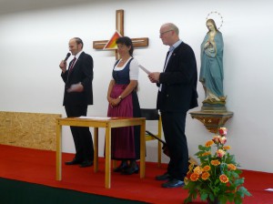 Verabschiedung von Kaplan Tobias Hartmann: Hans Mair, Theresia Kreuzmeir, Guido Seidenberger