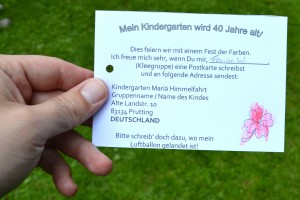 40 Jahre Kindergarten Mariä Himmelfahrt Prutting: Antwortkarte