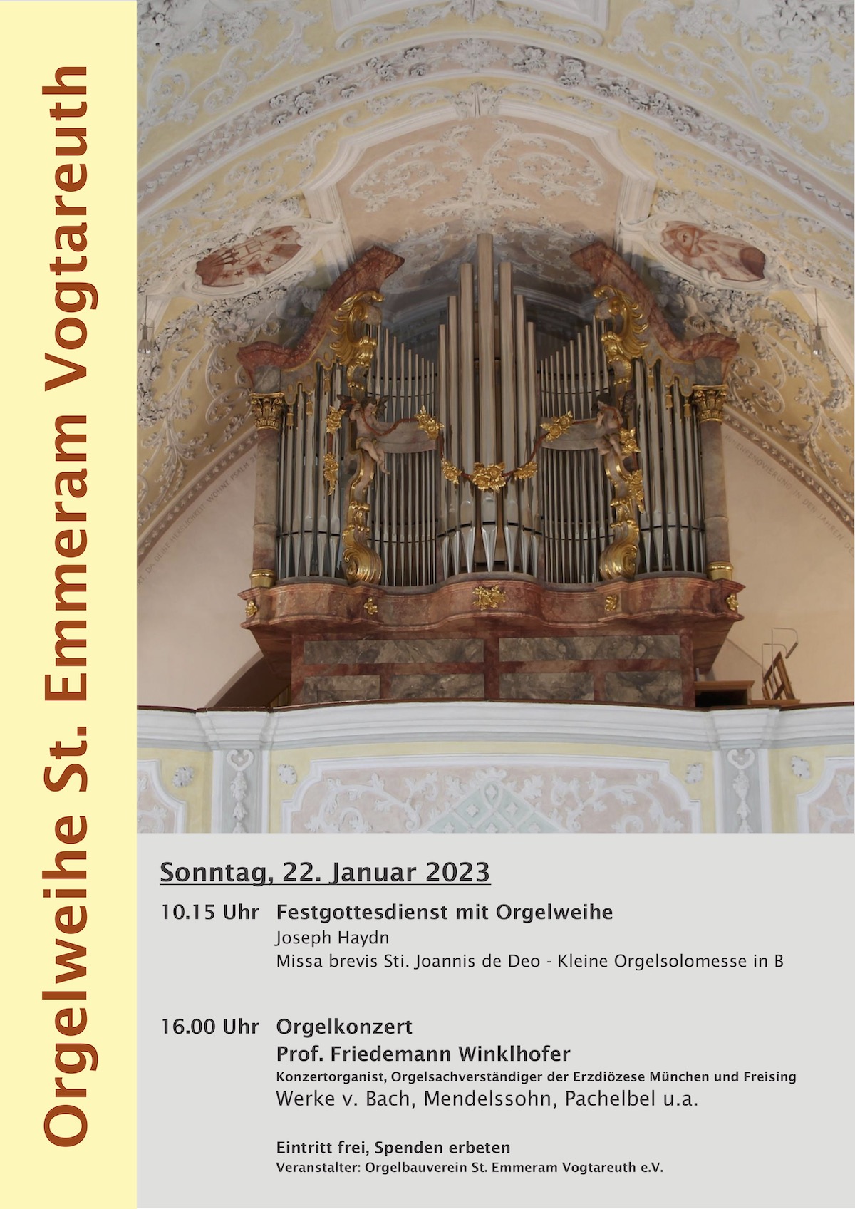 Plakat zur Orgelweihe, Vogtareuth, 22.01.2023