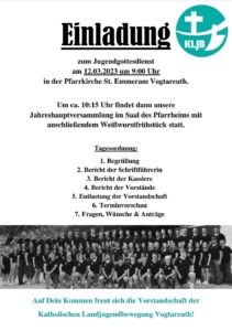 Einladung zur Jahreshauptversammlung der KLJB Vogtareuth 2023