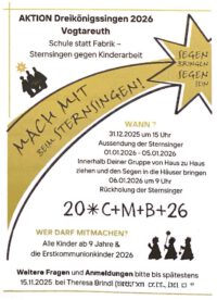 Aufrufzettel zum Sternsingen Vogtareuth 2026